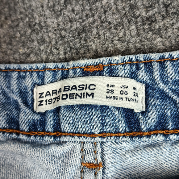 Zara Basic Denim Jeans Women 6 Blue Light Wash Floral Embroidered Boho Cottage - Picture 11 of 13